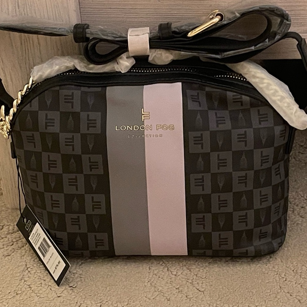 London Fog Black and Pink Crossbody Bag NWT